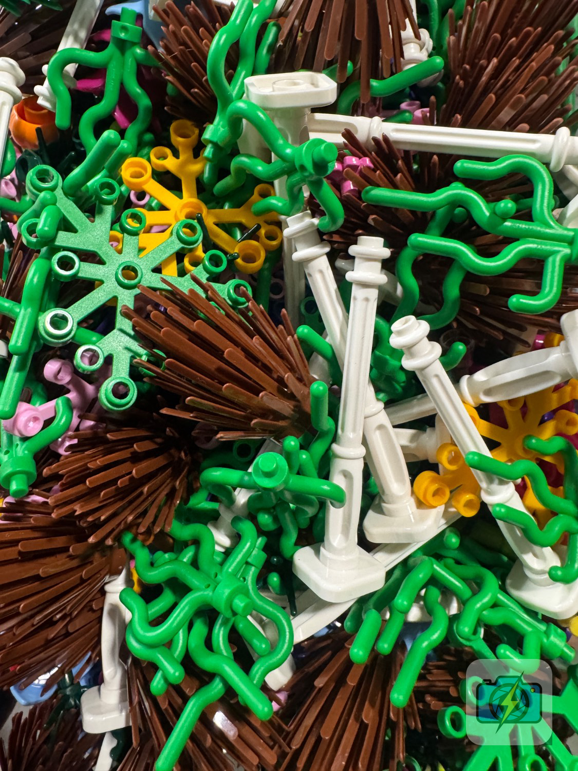 LEGO Bulk Parts Lot - Mixed Nature & Accessory Elements (Plant, Tree, Snowflake, Fence, Bike)