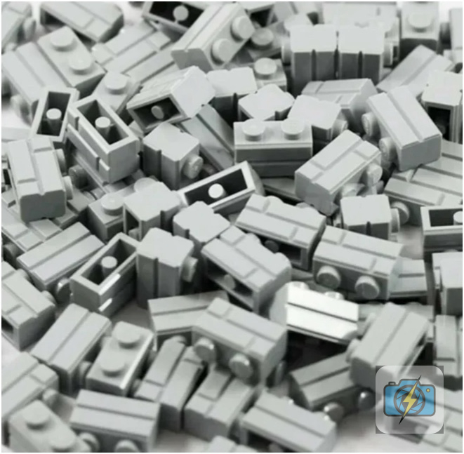 LEGO Part #98283 - 1x2 Masonry Brick with Groove (Light Bluish Gray, Bulk Lot)
