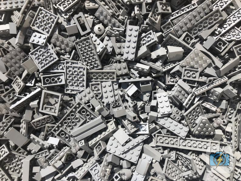 LEGO Bulk Lot - Light Bluish Gray Mixed Bricks and Parts