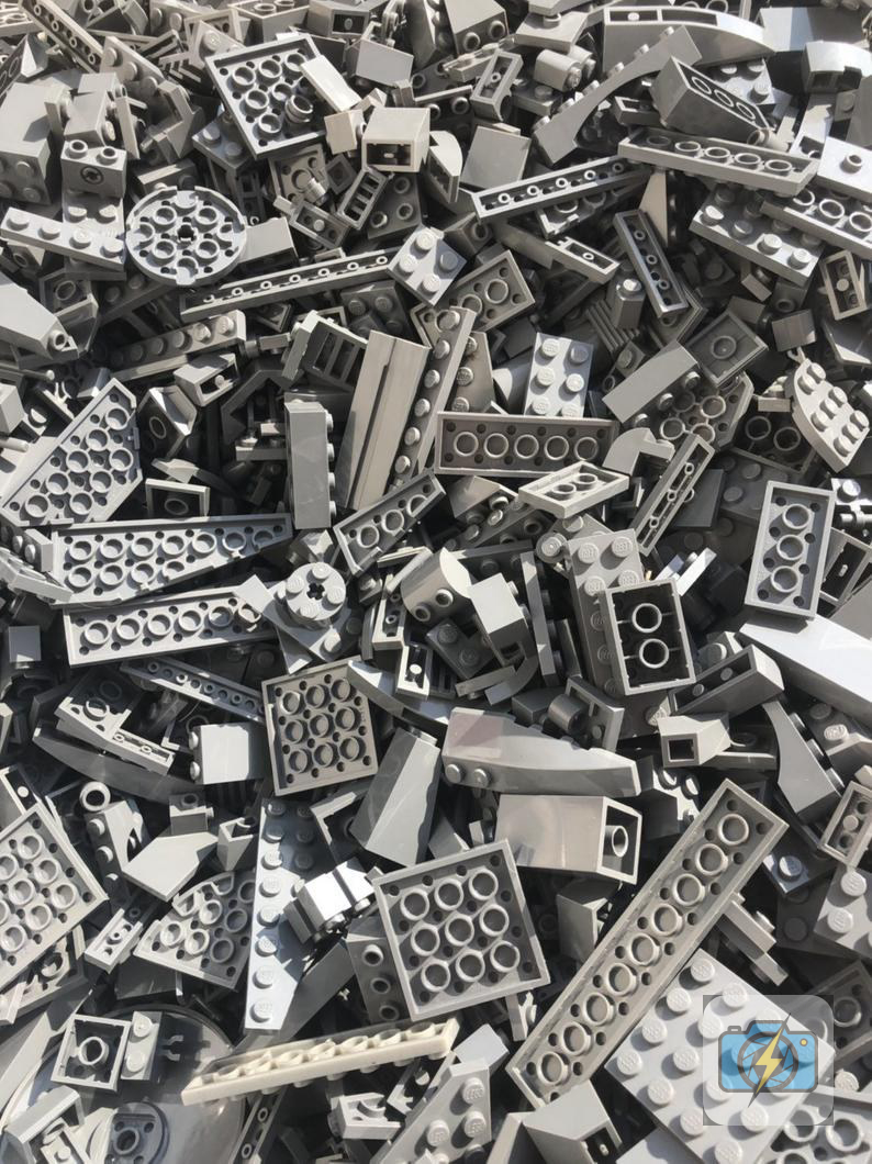 LEGO Bulk Lot - Light Bluish Gray & Dark Bluish Gray Mixed Bricks/Parts